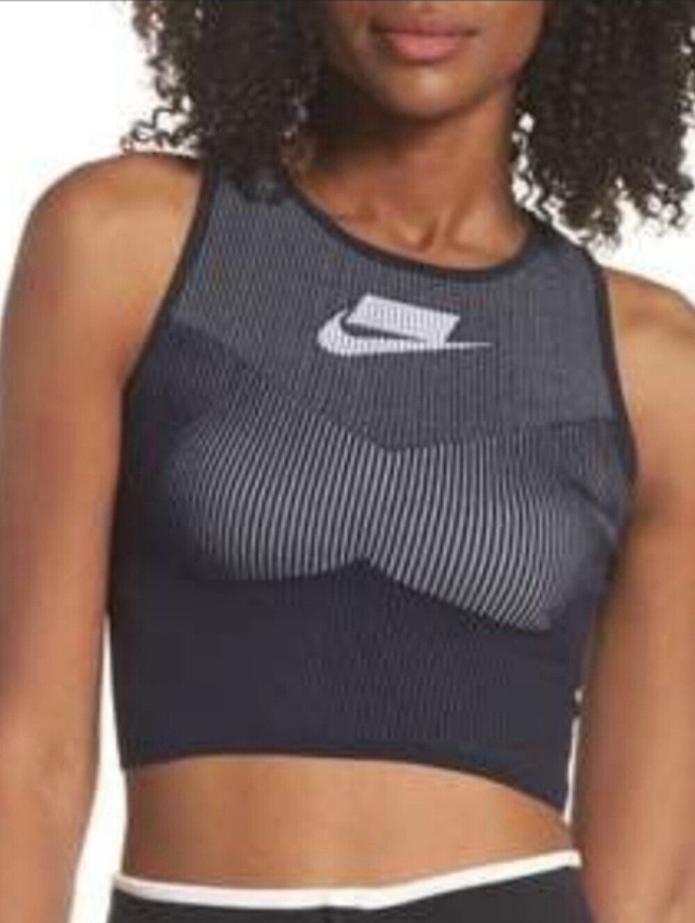 Nike Tech Knit Cropped Racerback Tank, Blue - Picture 3 of 8